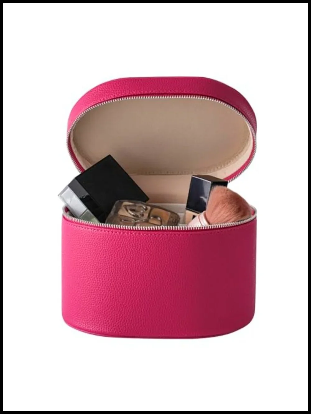 Travel Makeup Vanity Case with Divider and Handle, Waterproof PU Leather